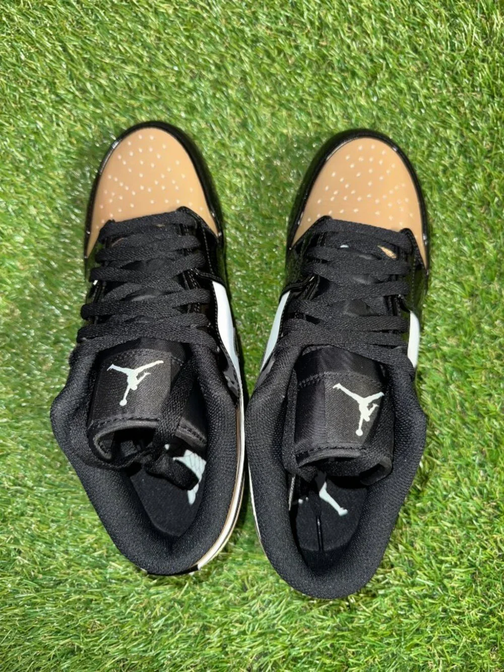 Men Size 13 Nike Jordan 1 Low TD Patent Gold Toe Football Cleats FJ6245-701 NEW